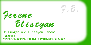 ferenc blistyan business card